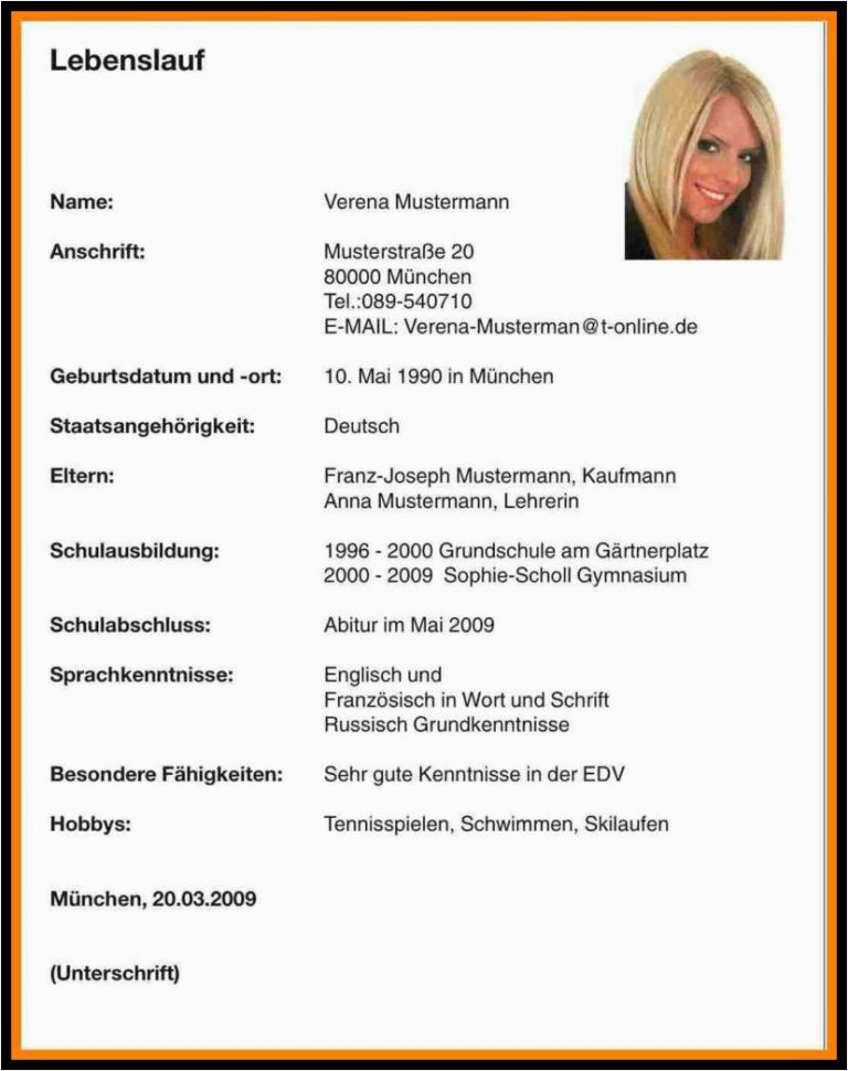 Deutsch Klasse 9 Lebenslauf Lebenslauf Schülerpraktikum Klasse Muster