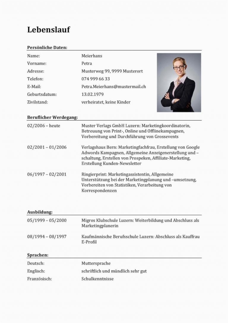 Lebenslauf Vorlage Lehrling Lebenslauf Vorlagen & Muster Für Bewerbung