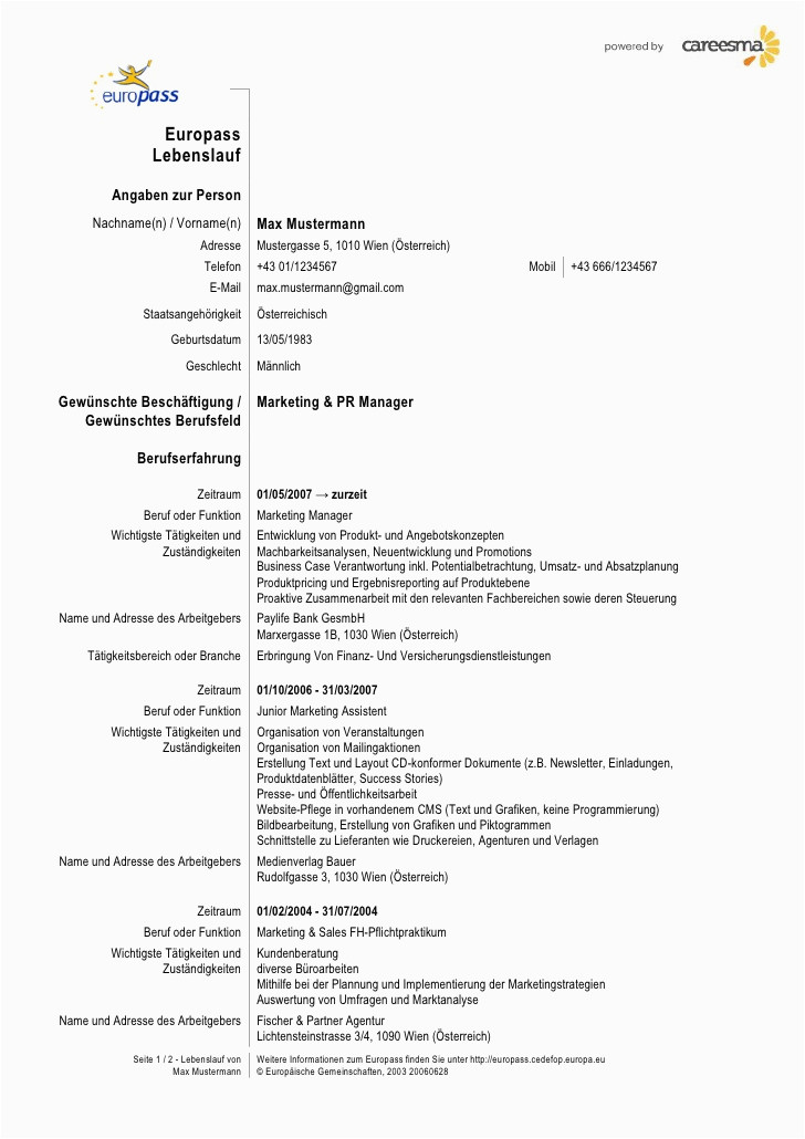 cv europass vorlage 1 728