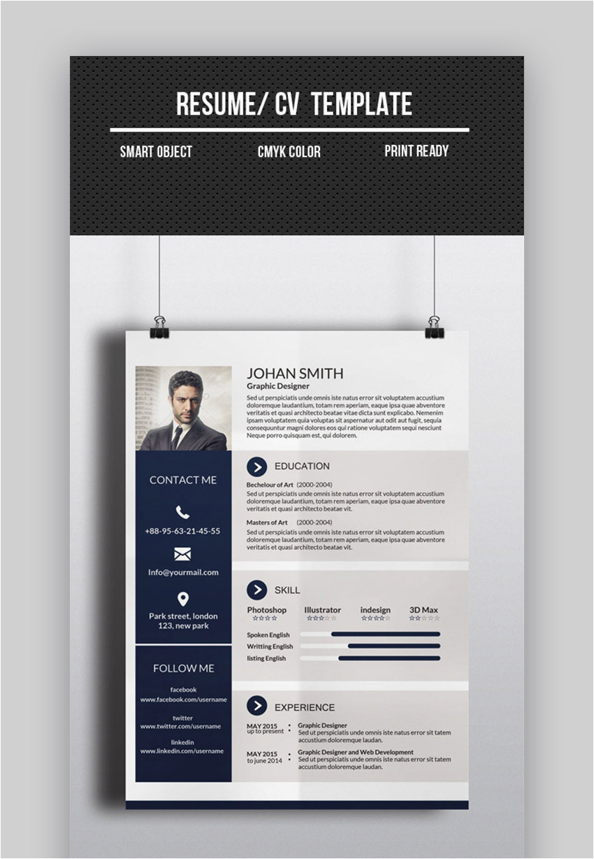 one page resume cv template