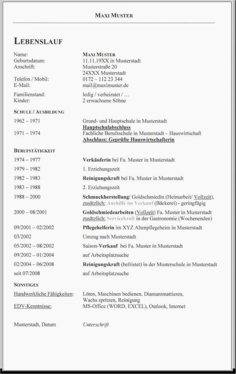Lebenslauf format Englisch Tabellarischer Lebenslauf Englisch Vorlage