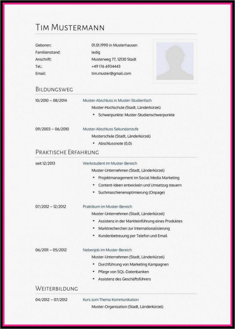 Lebenslauf im anhang englisch lebenslauf
