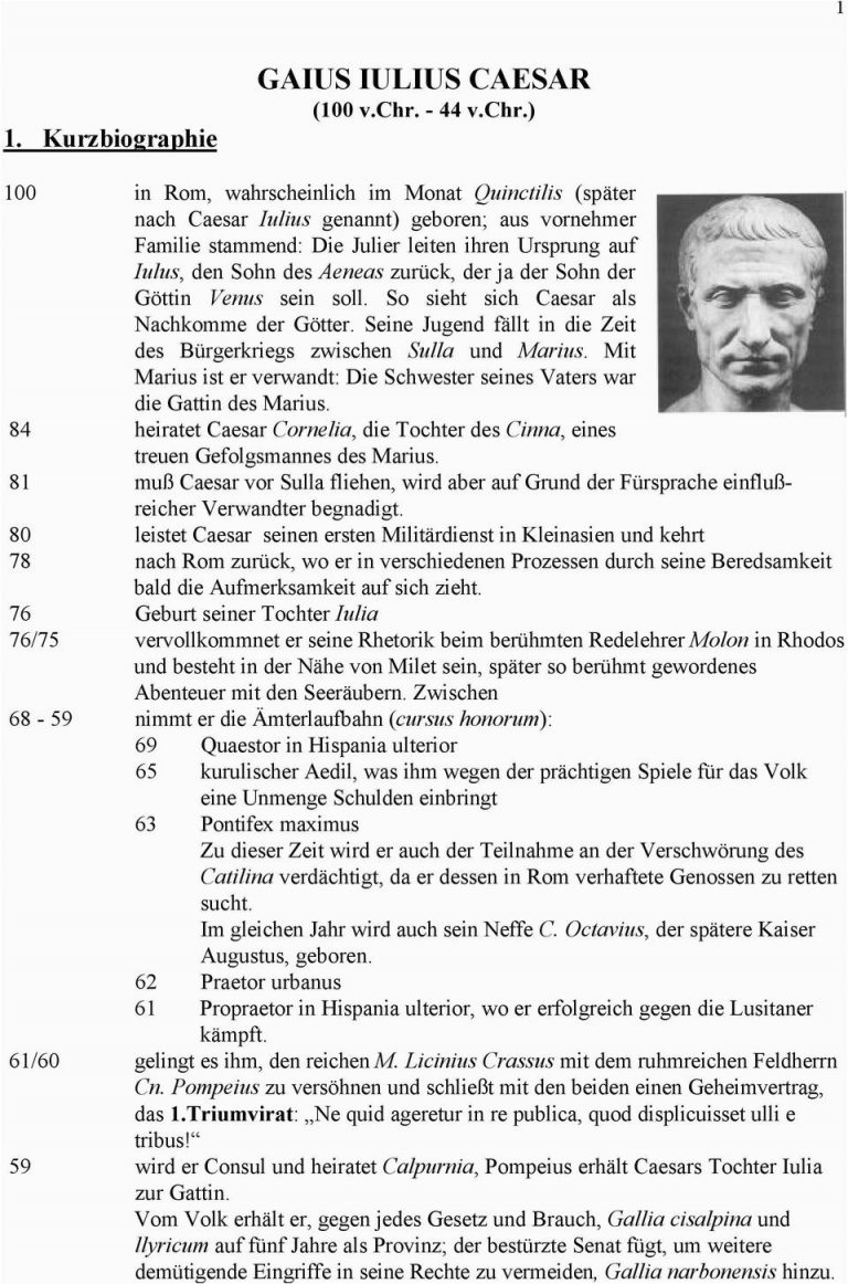 Caesar Lebenslauf Deutsch Gaius Iulius Caesar 100 Vr Vr Pdf