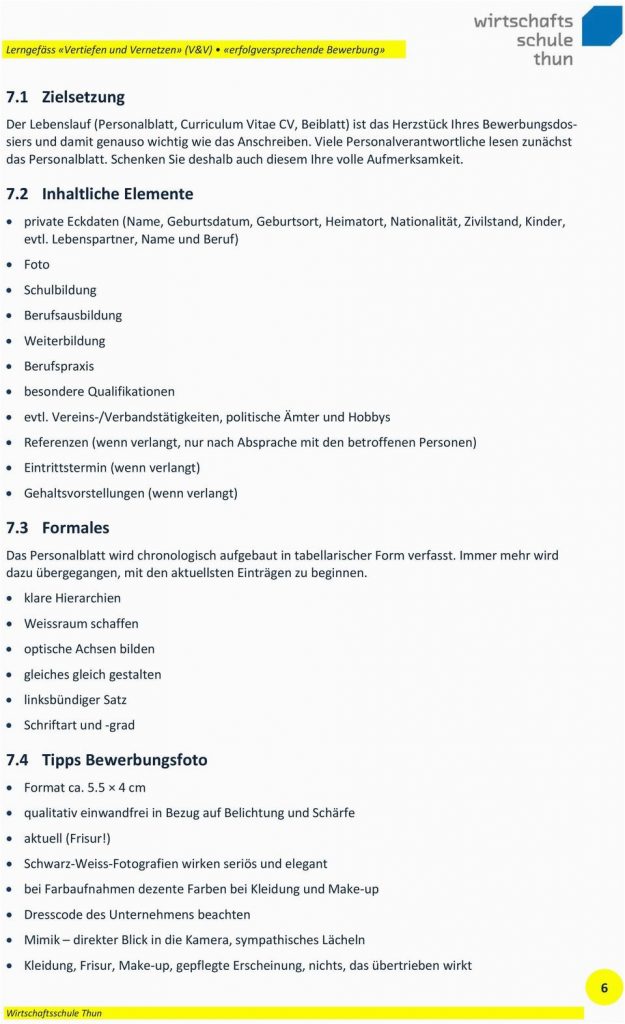 Tipps Zielsetzung Lebenslauf Lerngefäss Vertiefen Und Vernetzen V&v Pdf