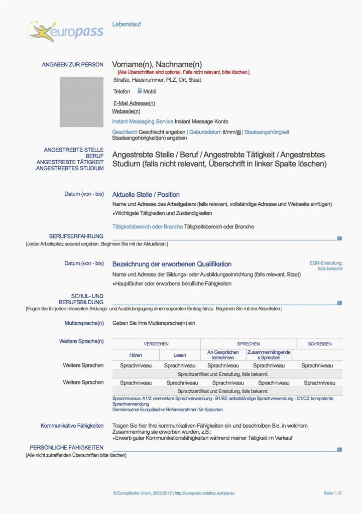 Aktueller Lebenslauf Englisch Curriculum Vitae Lebenslauf ...