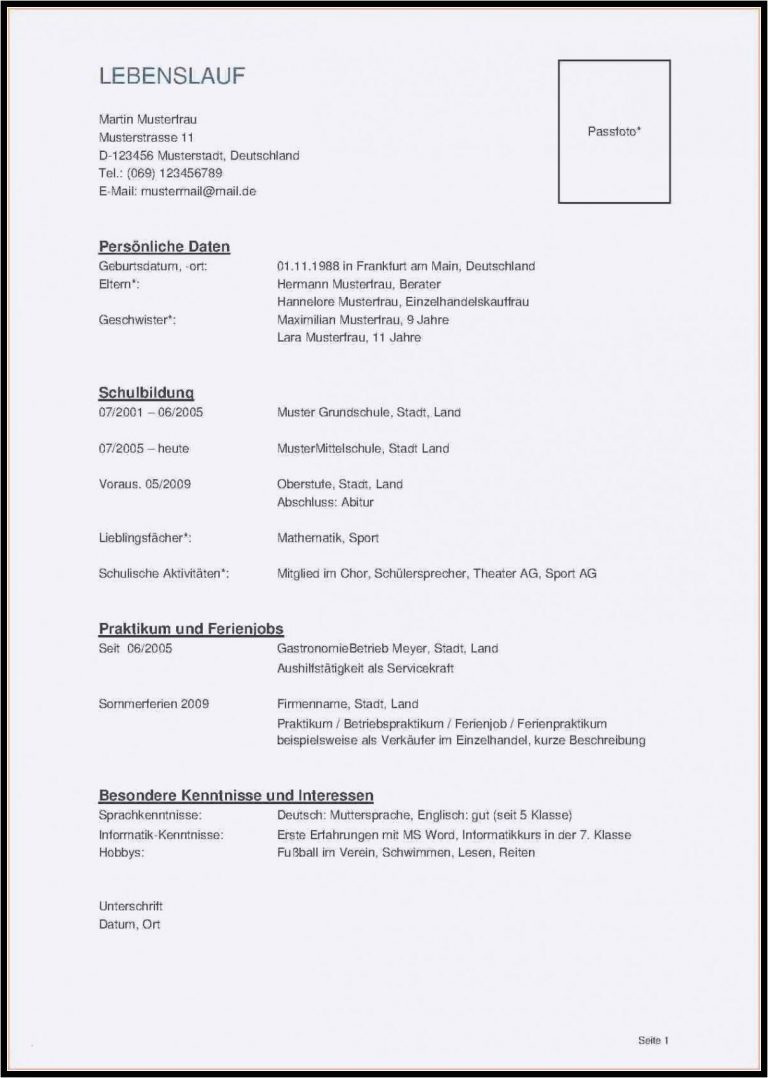 Klassenarbeit Deutsch Bewerbung Und Lebenslauf Klassenarbeit Deutsch Bewerbung Und Lebenslauf Lebenslauf Praktikum