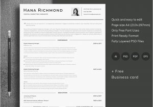 Lebenslauf Design Marketing Lebenslauf Vorlage Namens Hana Richmond Digital Marketing Manager