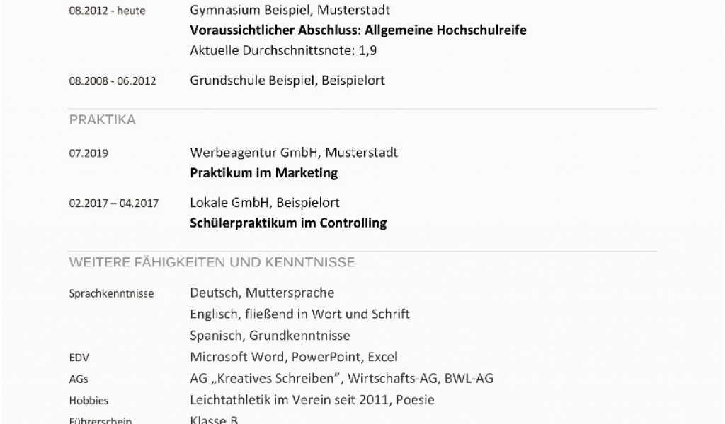 Lebenslauf Muttersprache Deutsch Angeben Lebenslauf Vorlage Uni
