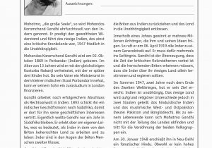 Mahatma Gandhi Lebenslauf Deutsch Sekundarstufe I Unterrichtsmaterial Deutsch Lesen Und